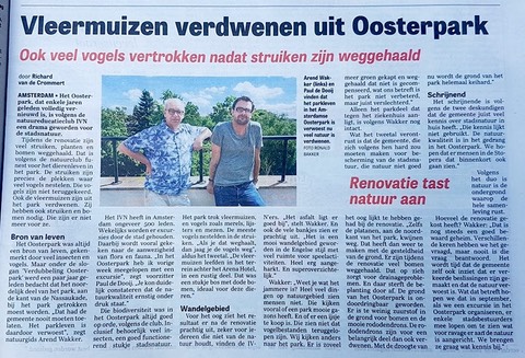 Oosterpark verliest vleermuizen